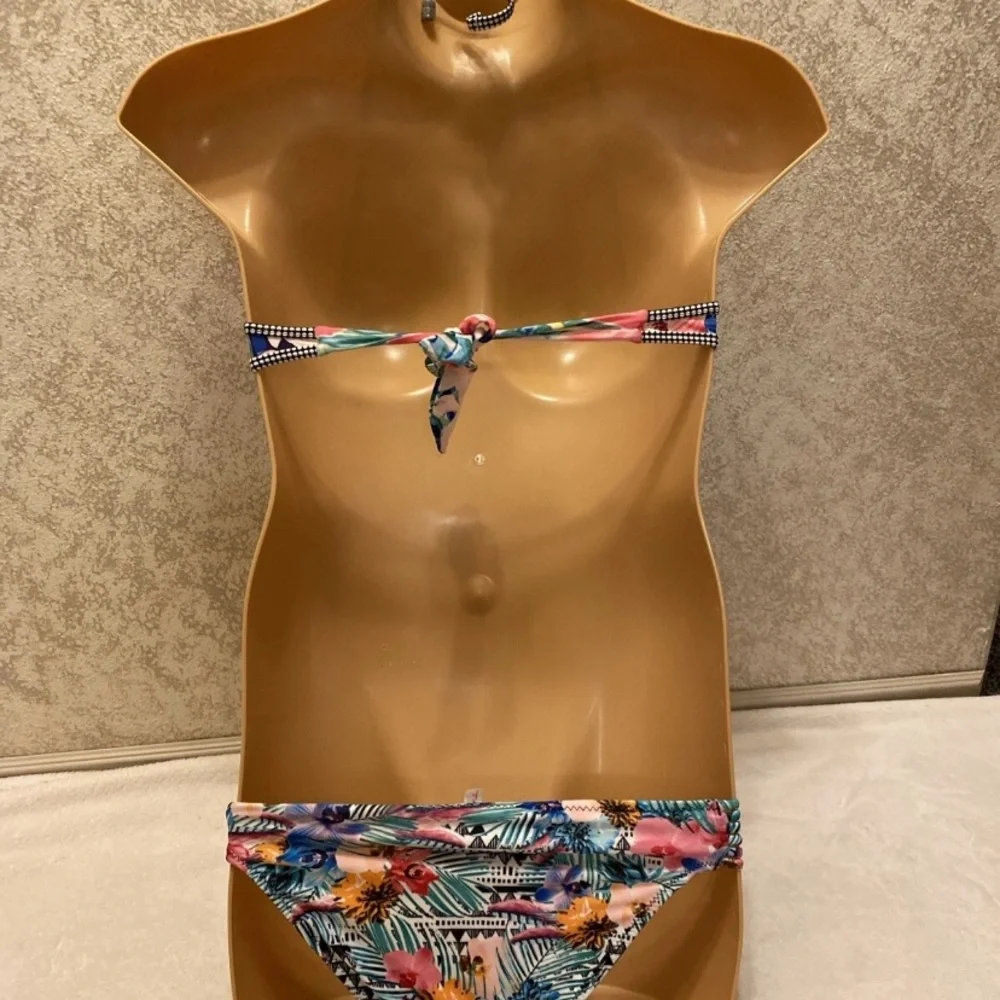 Raisins Tropical Print Bikini with Ruffle Detail